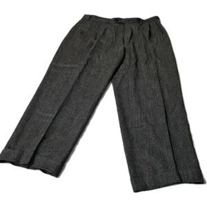 Vtg Berle 38x27 Brown Super 100s Wool Pleated Baggy High Waist Mens Pants